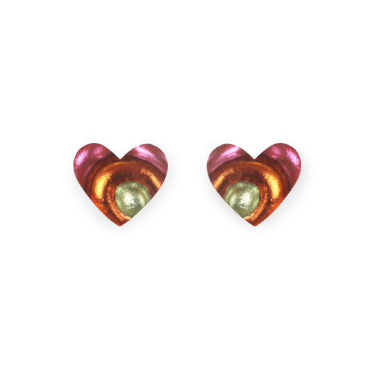 Sherbet Heart Swirl Shiny Stud Earrings