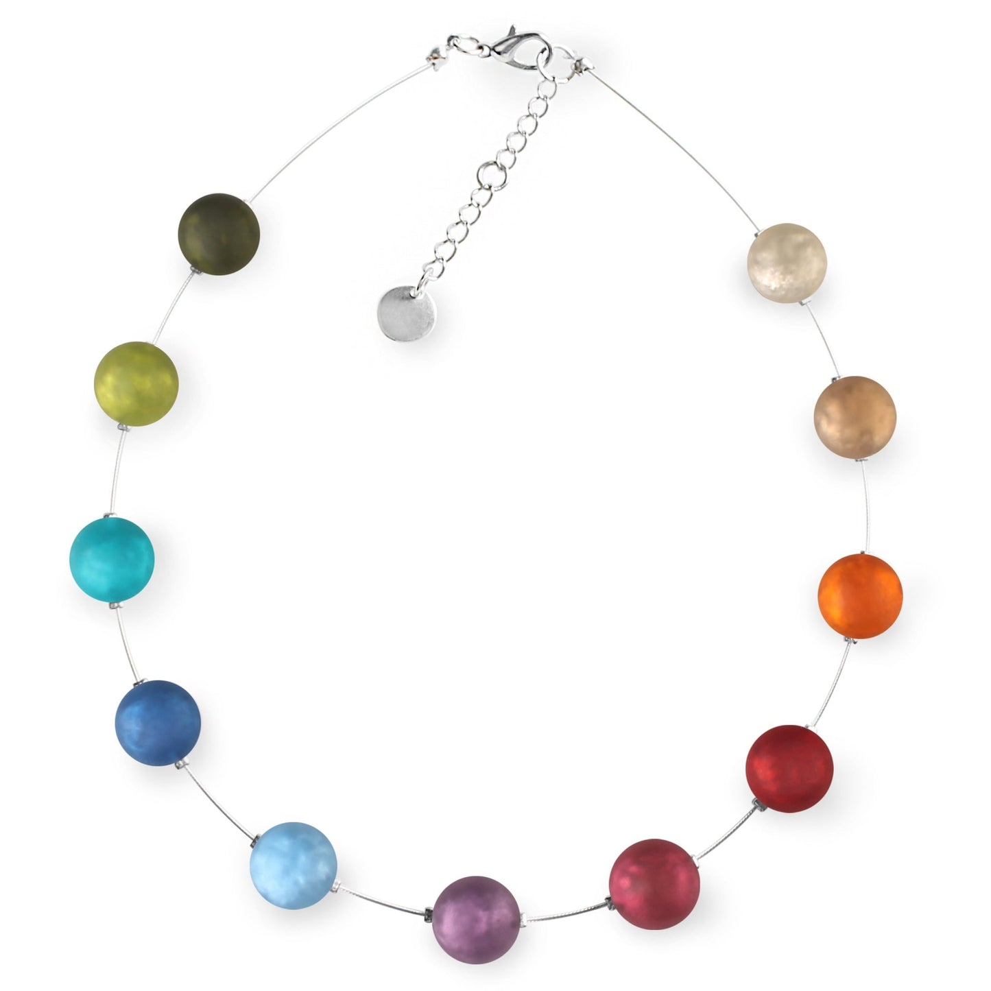 Rainbow Cabouchon Matte Necklace | The Jewellery Stop