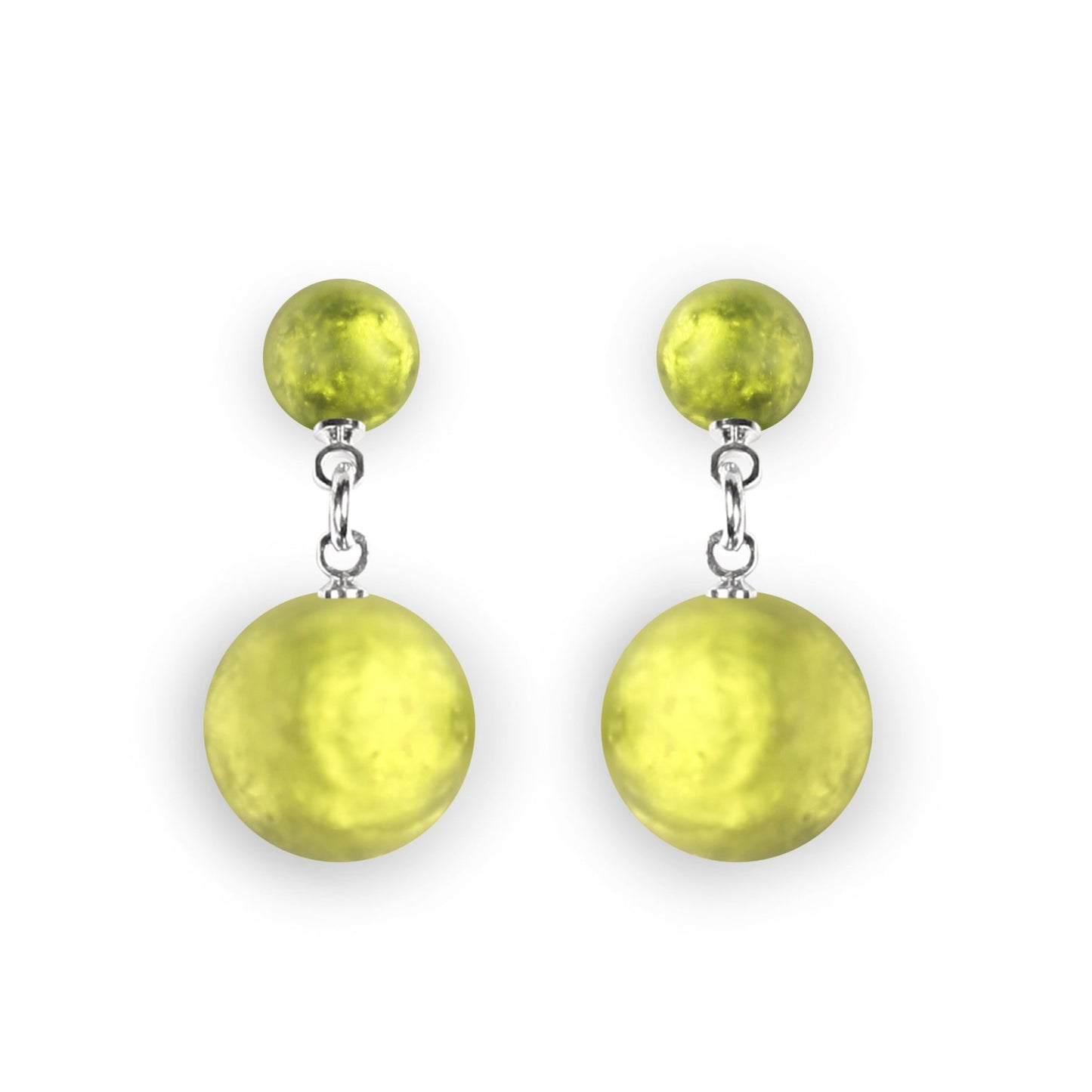 Citrus Cabouchon Matte Double Drop Stud Earrings | The Jewellery Stop