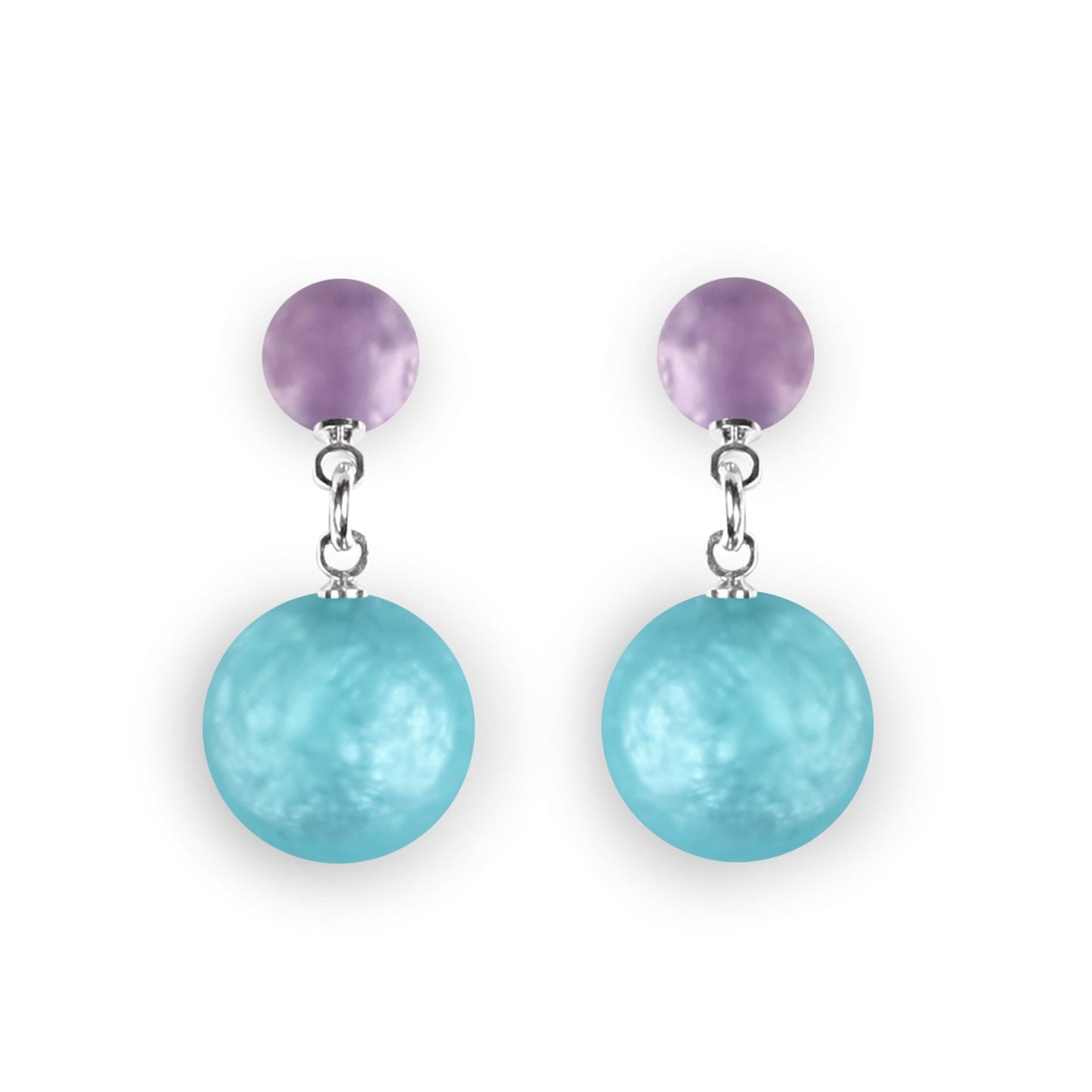 Fjord Cabouchon Matte Double Drop Stud Earrings | The Jewellery Stop