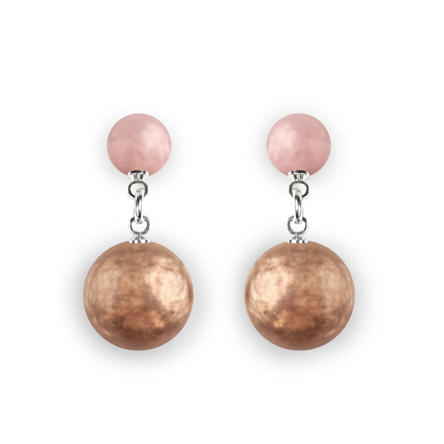 Nougat Cabouchon Matte Double Drop Stud Earrings | The Jewellery Stop