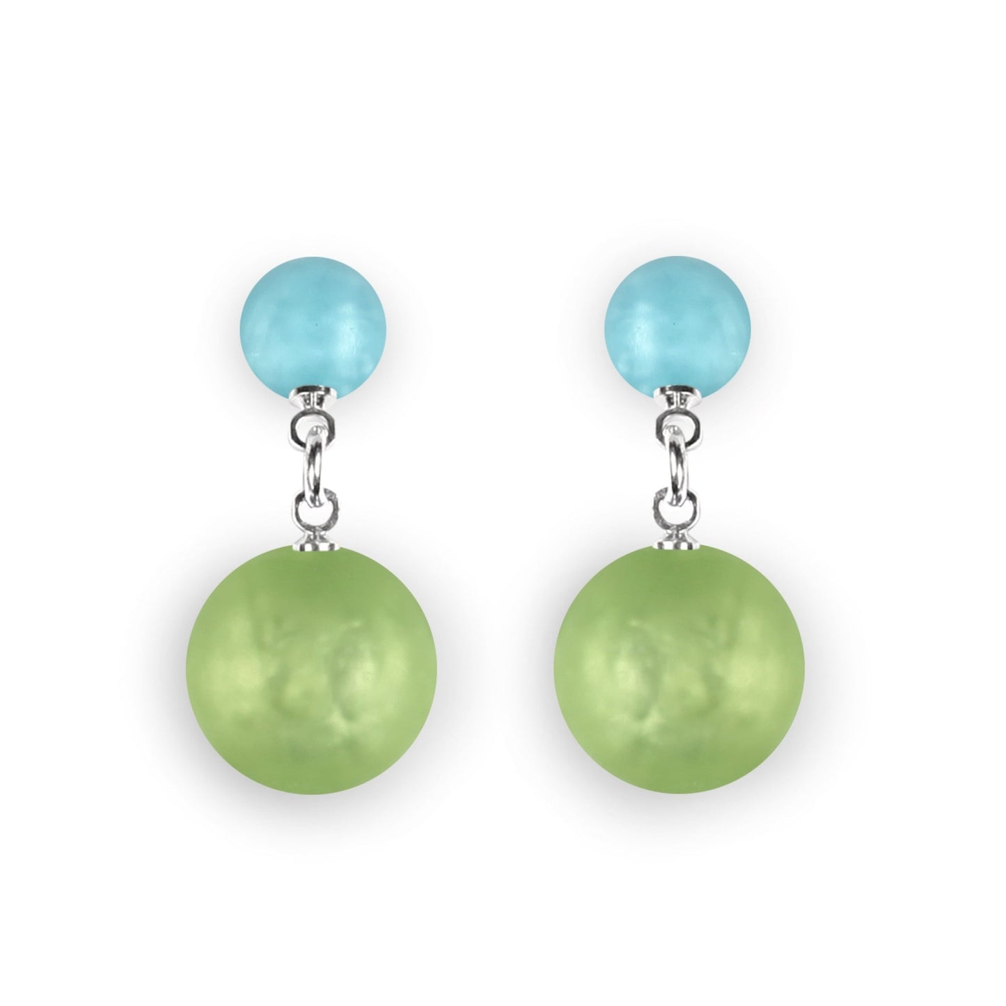 Orchard Cabouchon Matte Double Drop Stud Earrings | The Jewellery Stop