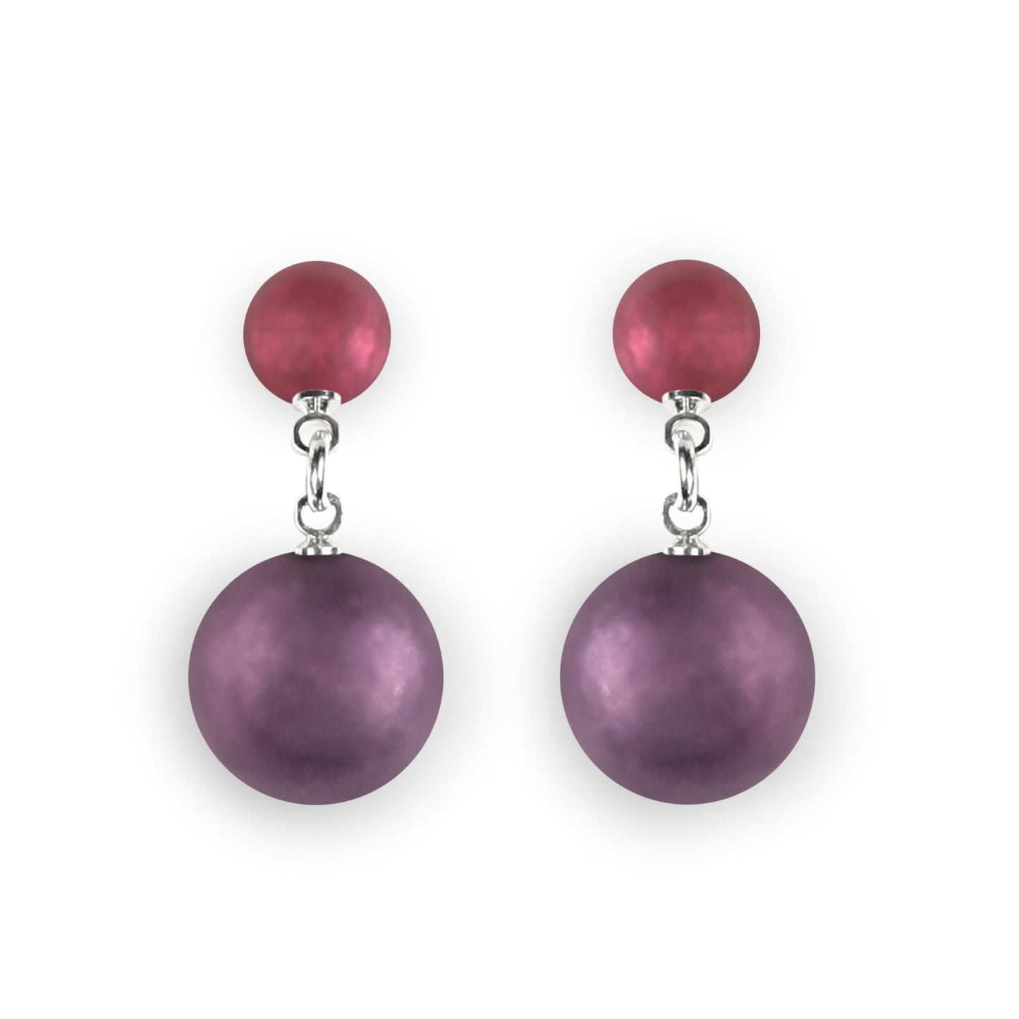 Rainbow Cabouchon Matte Double Drop Stud Earrings | The Jewellery Stop