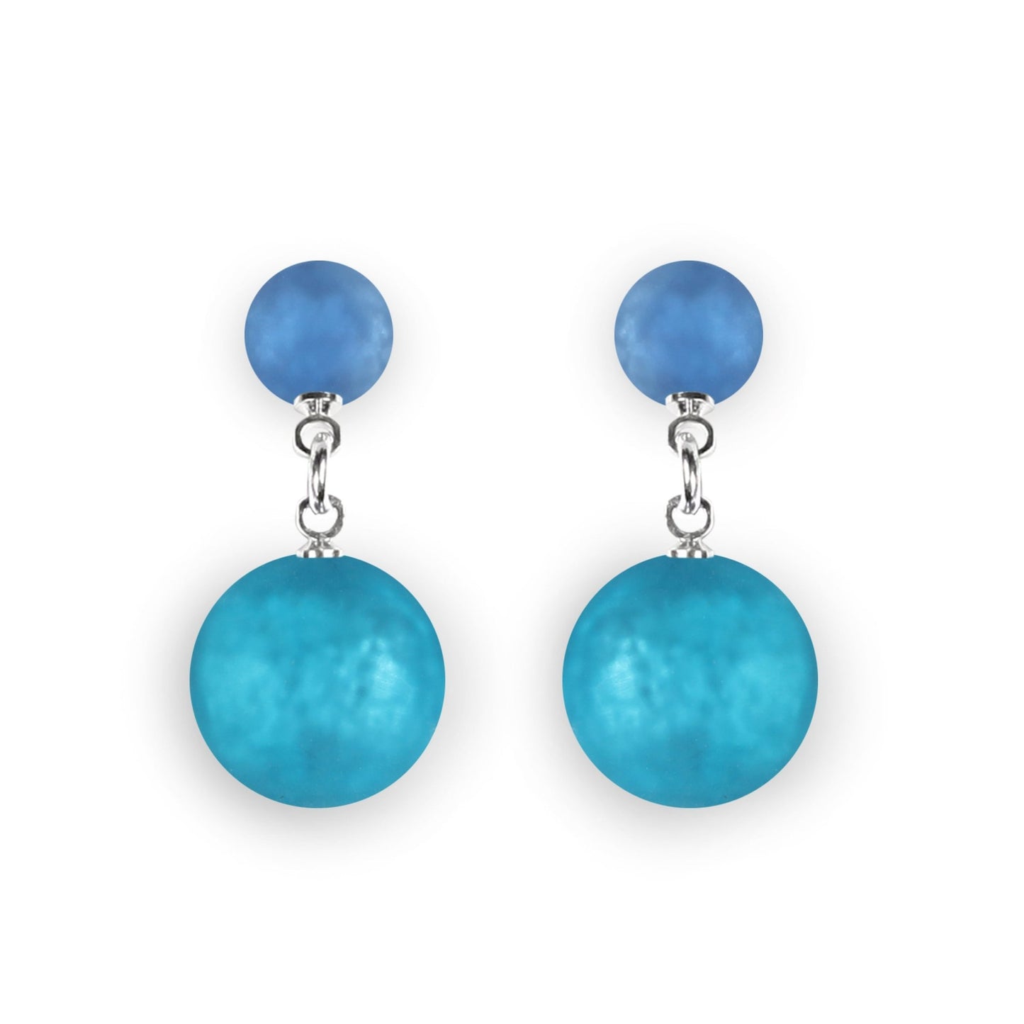 Turquoise Cabouchon Matte Double Drop Stud Earrings | The Jewellery Stop