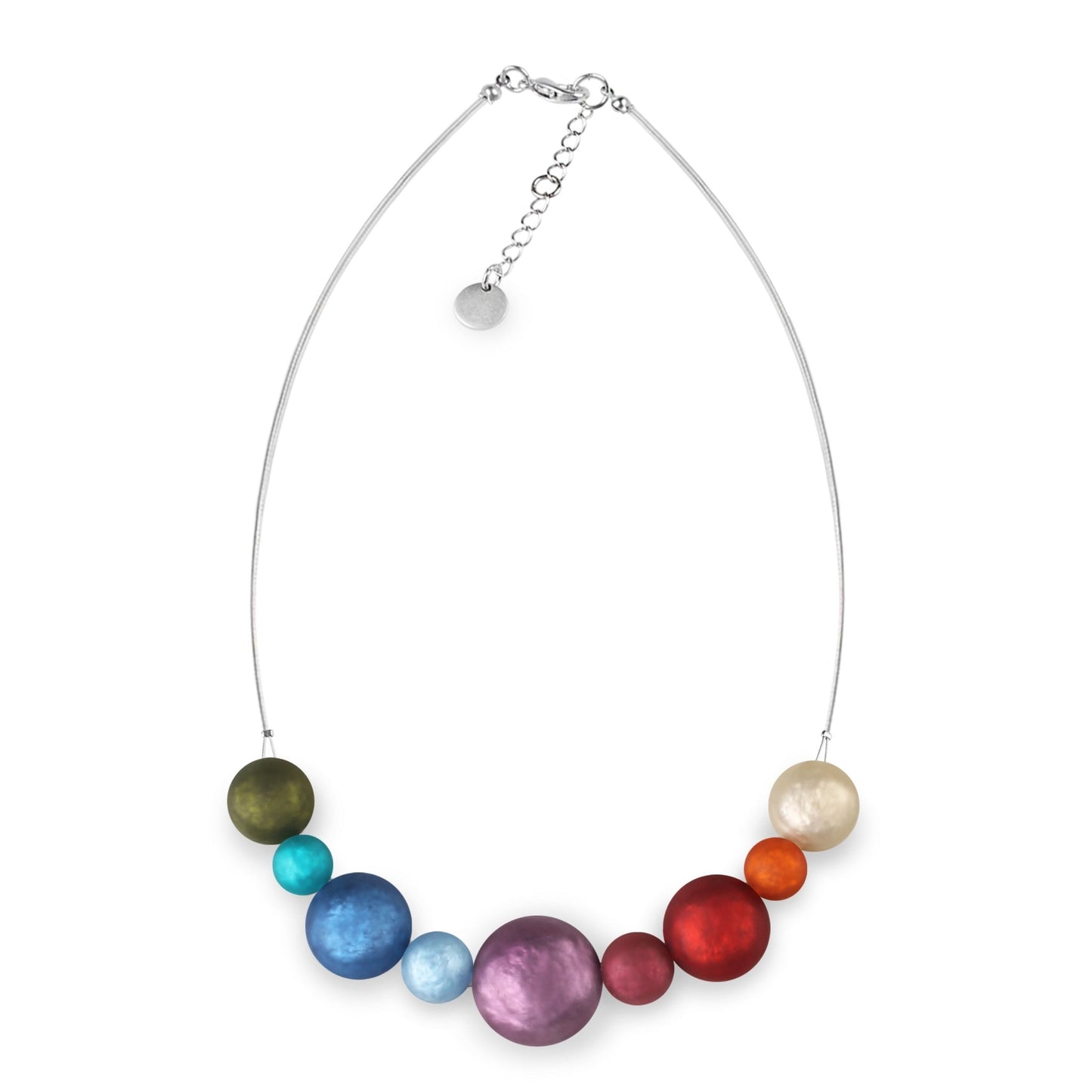 Rainbow Cabouchon Matte Classic Necklace | The Jewellery Stop