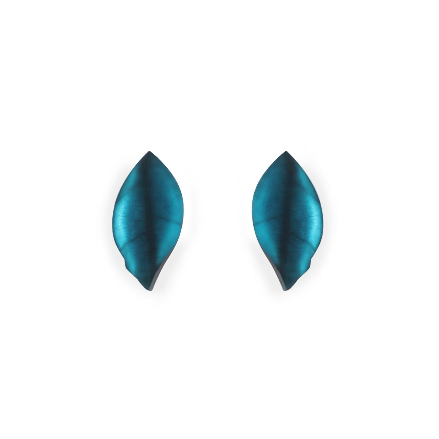 Turquoise Skeletal Leaf Matte Stud Earrings | The Jewellery Stop