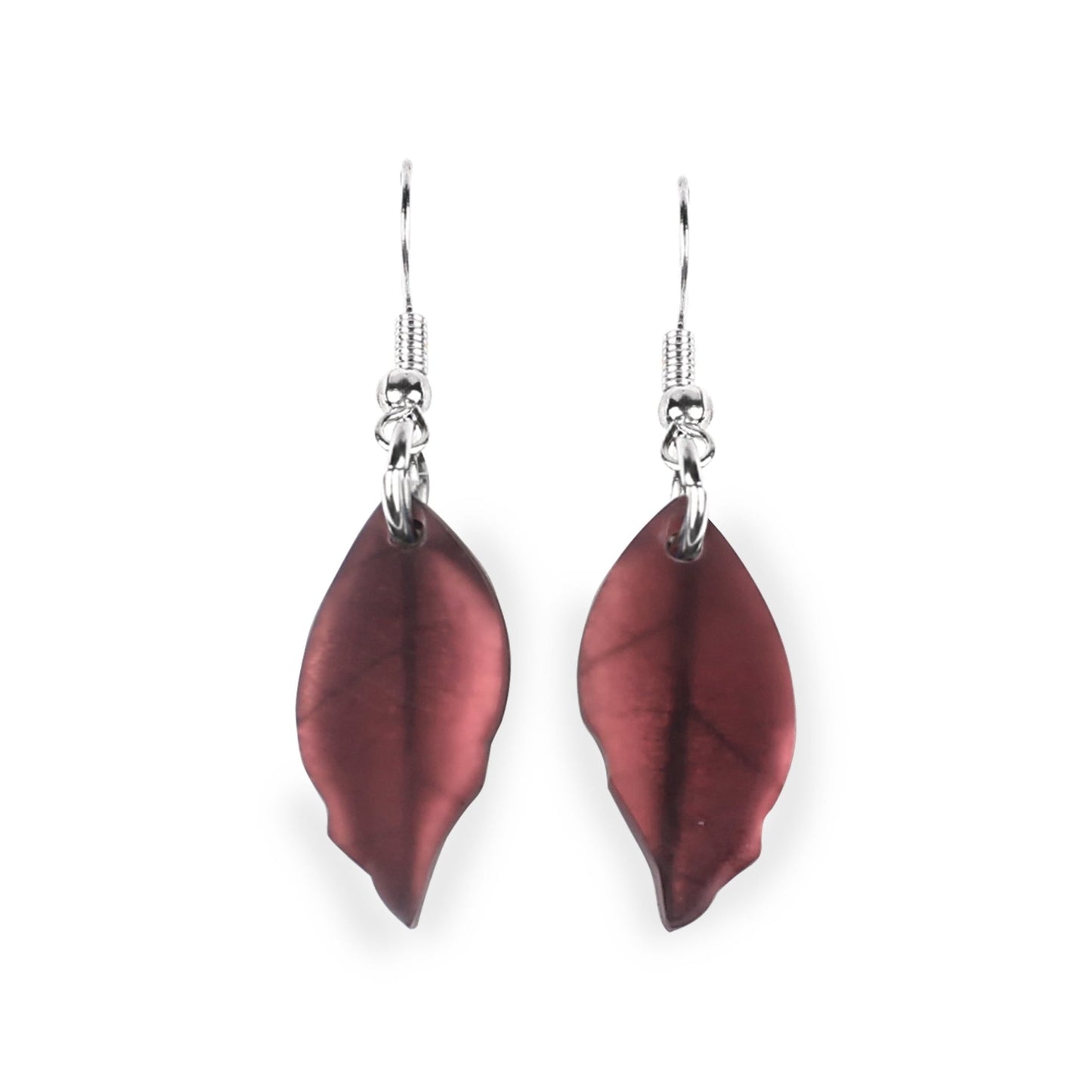 Coral Skeletal Leaf Matte Fish Hook Earrings | The Jewellery Stop