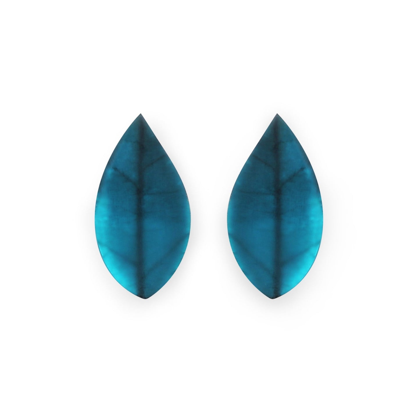 Turquoise Skeletal Leaf Matte Clip Earrings | The Jewellery Stop