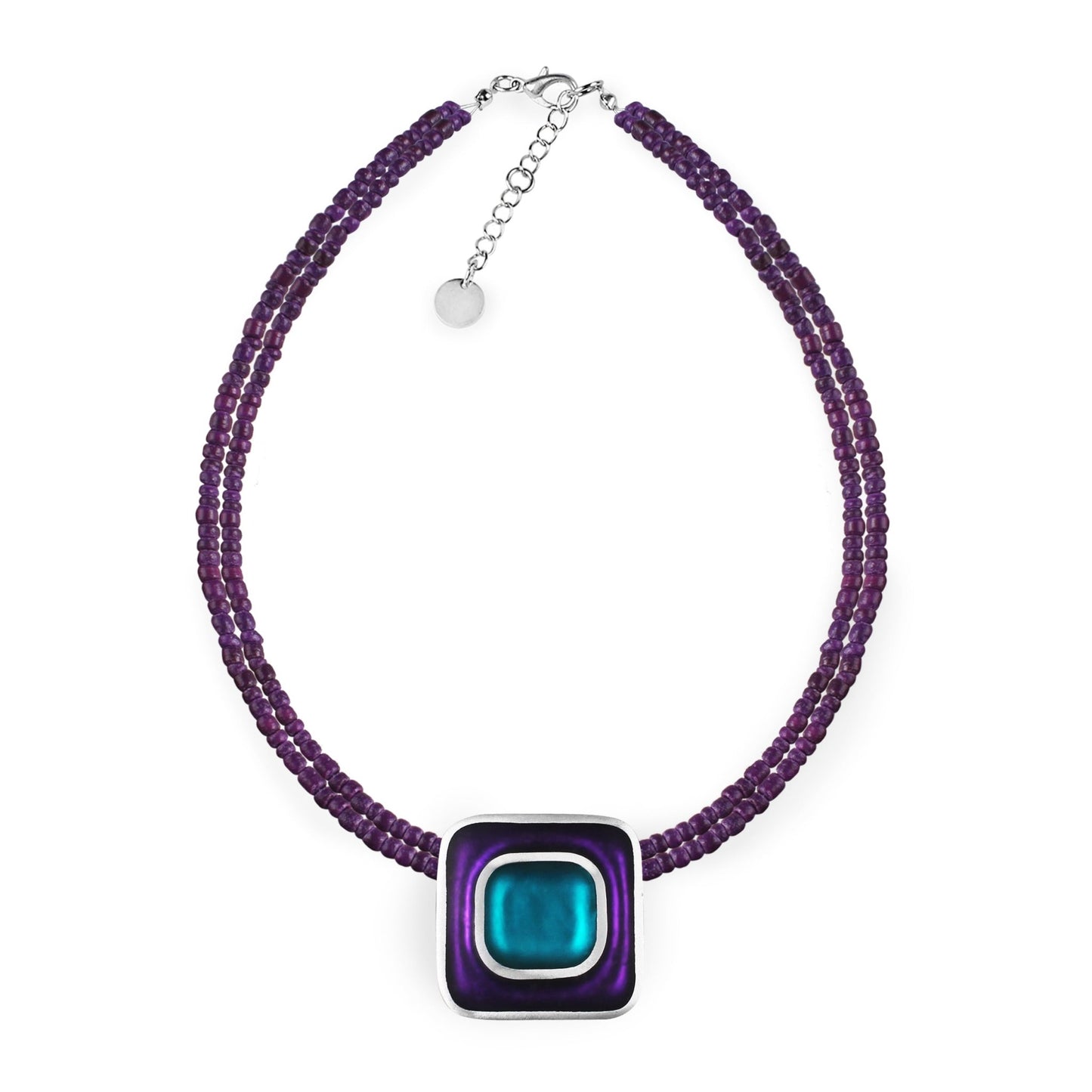 Peacock Retro Squares Matte Pendant on Coco | The Jewellery Stop