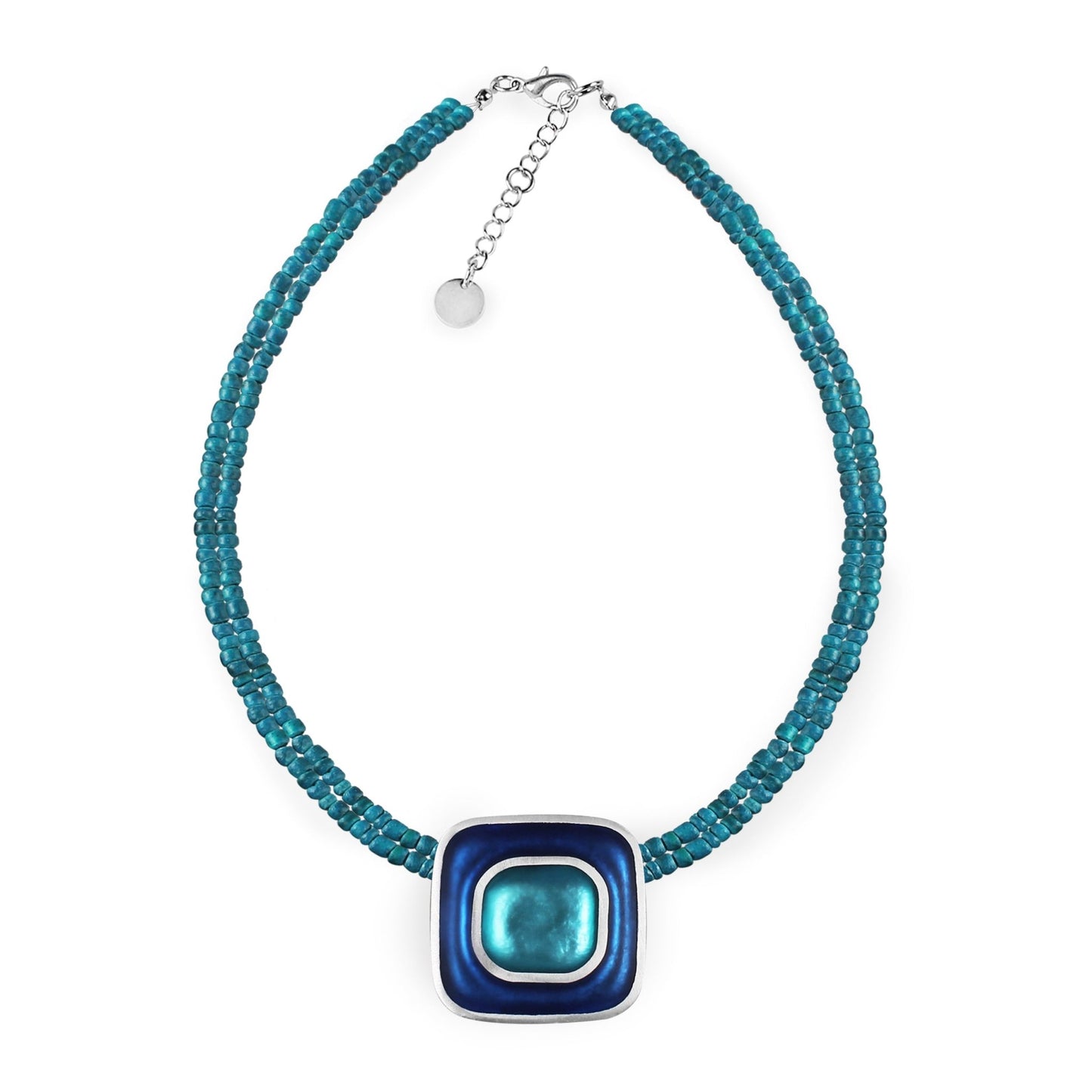 Turquoise Retro Squares Matte Pendant on Coco | The Jewellery Stop