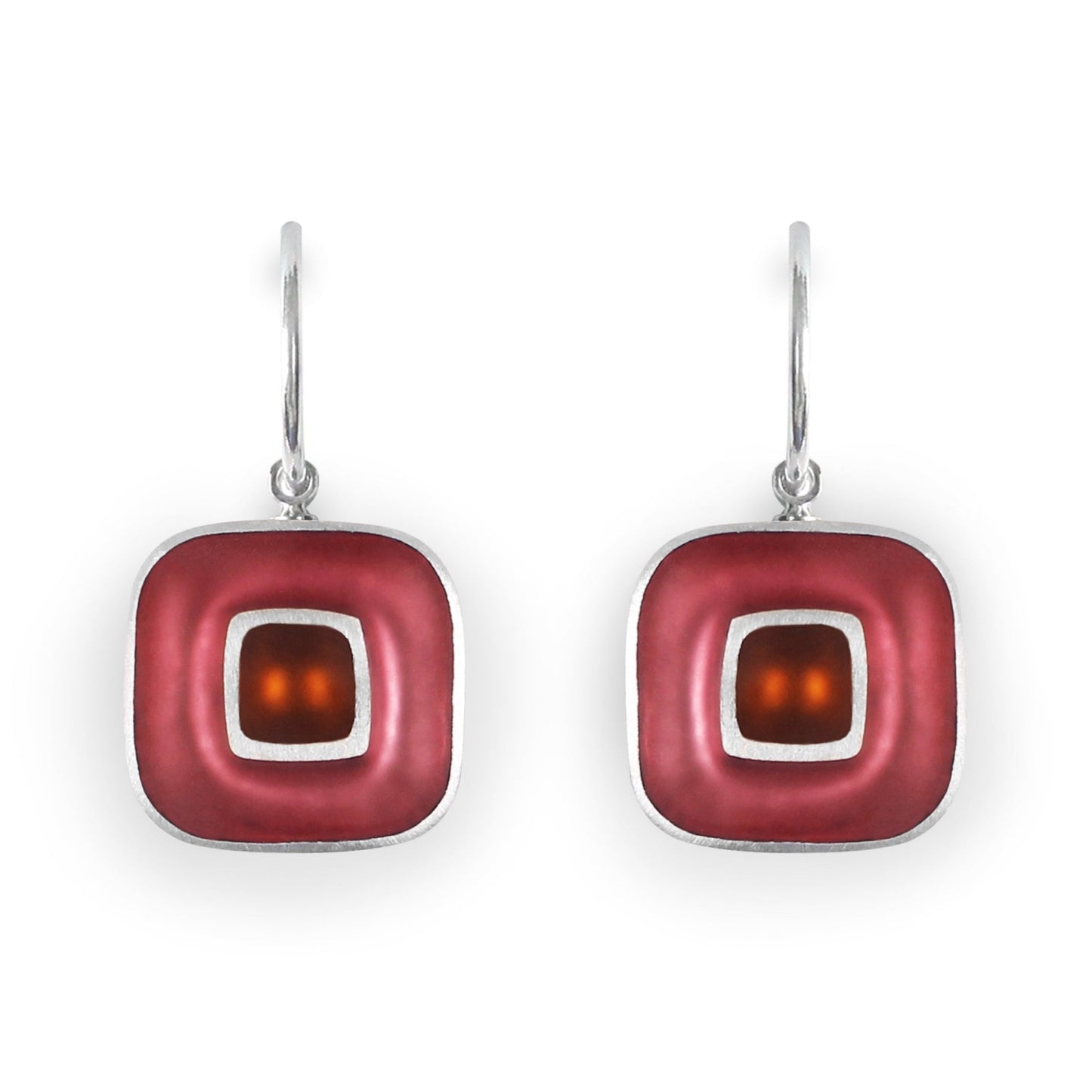 Coral Retro Squares Matte Creole Earrings | The Jewellery Stop