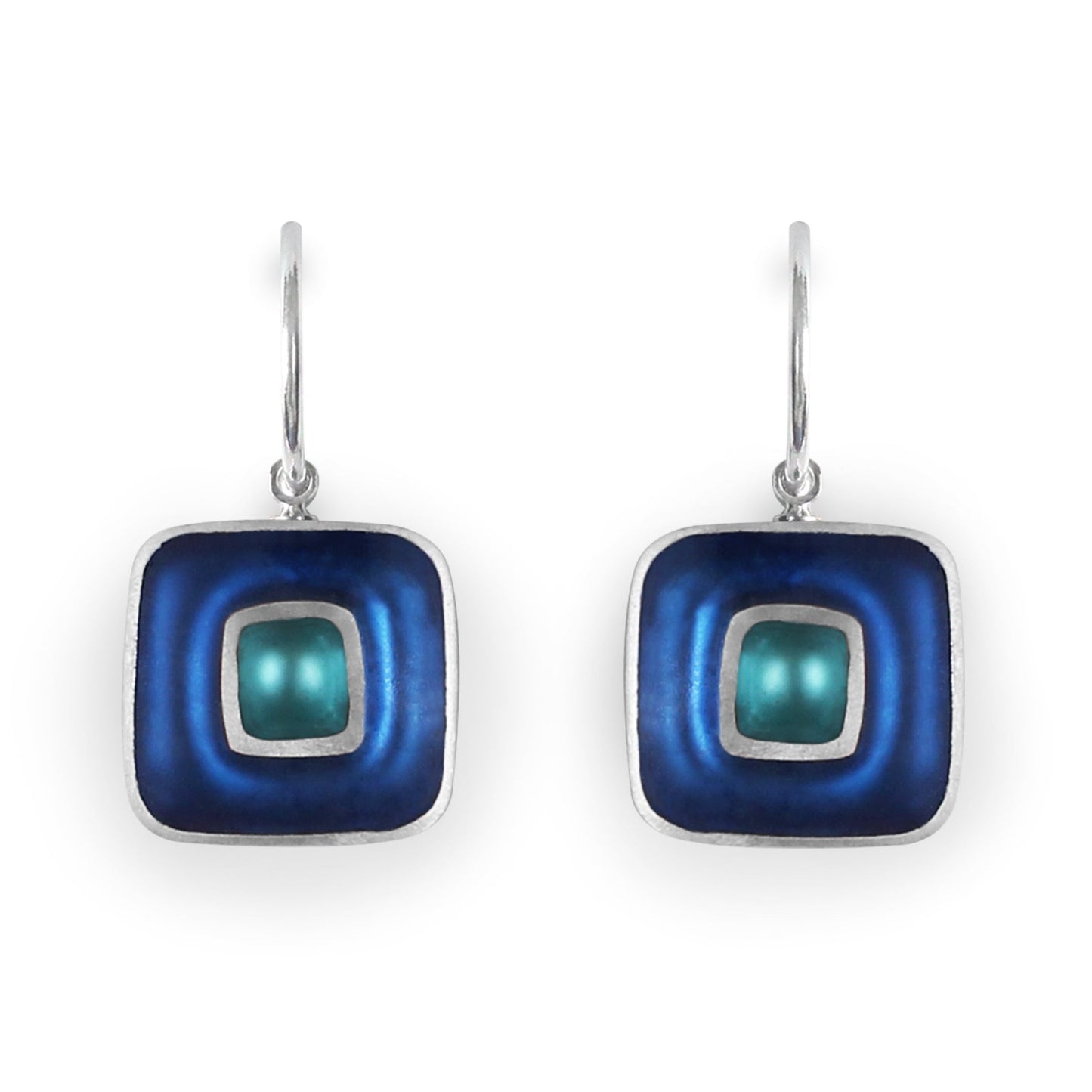 Turquoise Retro Squares Matte Creole Earrings | The Jewellery Stop