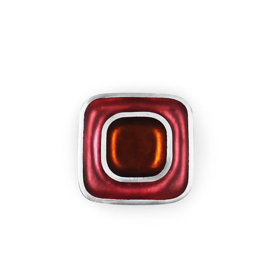 Coral Retro Squares Matte Brooch | The Jewellery Stop
