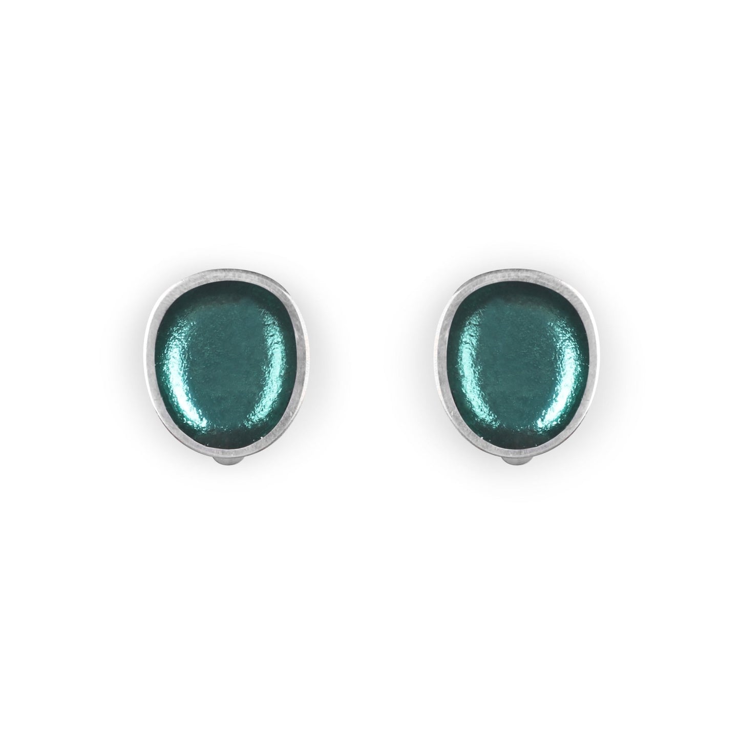 Aqua Pewter Pebble Shiny Clip Earrings | The Jewellery Stop