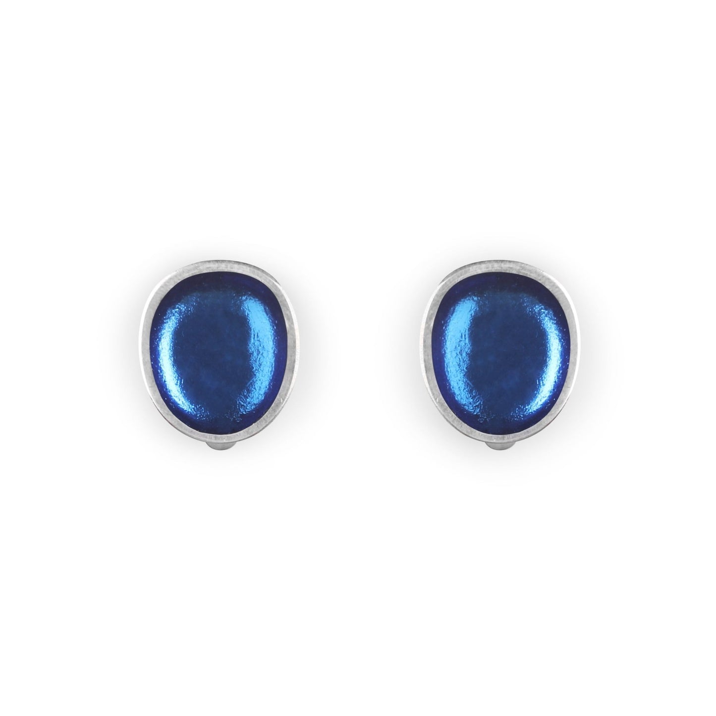 Azure Pewter Pebble Shiny Clip Earrings | The Jewellery Stop