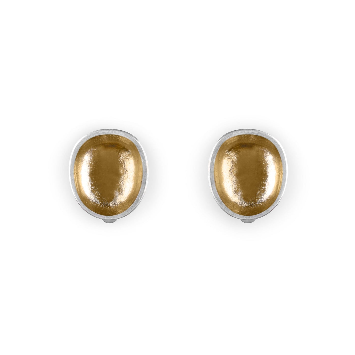 Gold Pewter Pebble Shiny Clip Earrings | The Jewellery Stop
