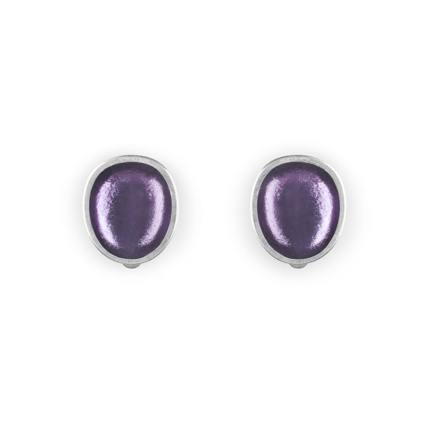 Lilac Pewter Pebble Shiny Clip Earrings | The Jewellery Stop