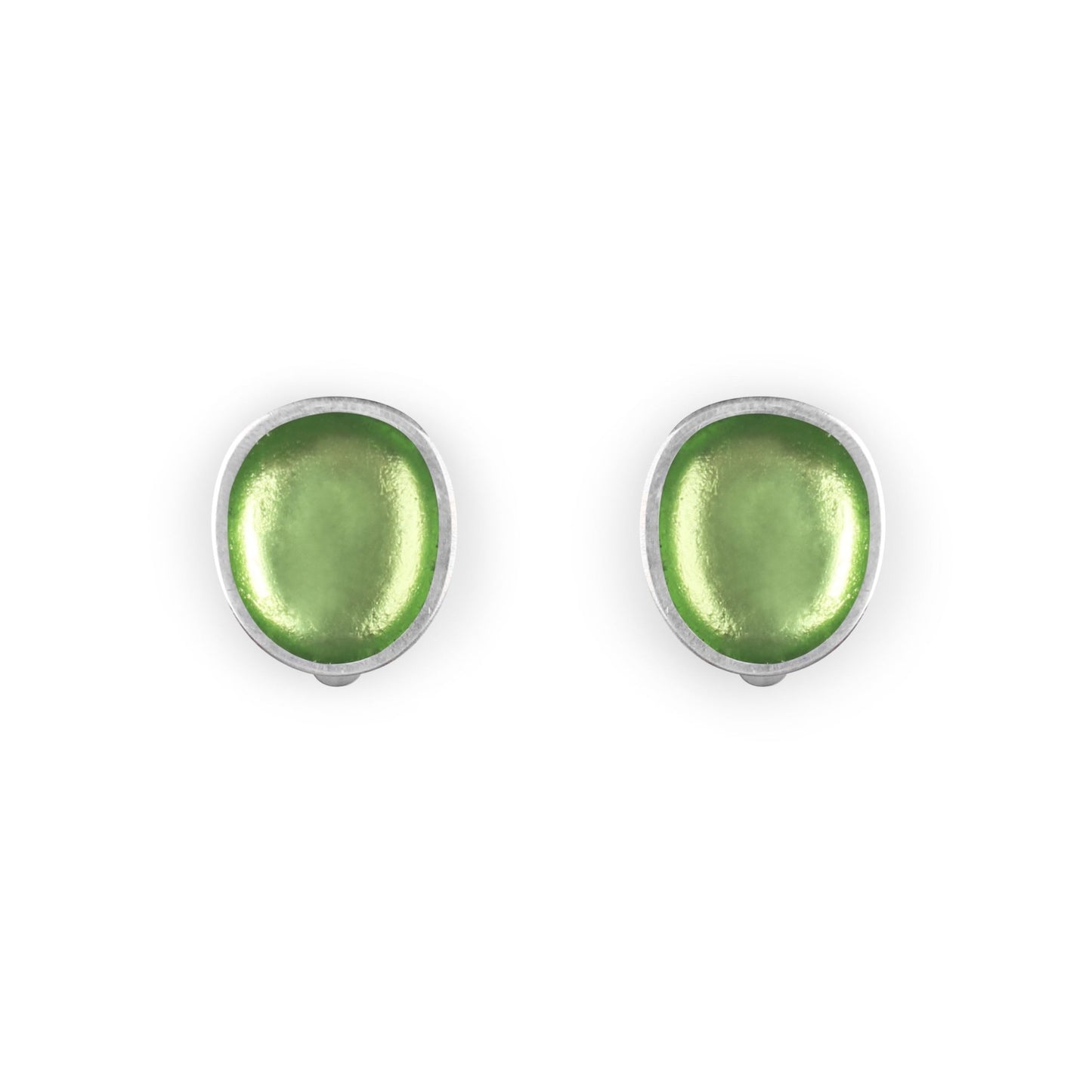 Lime Pewter Pebble Shiny Clip Earrings | The Jewellery Stop