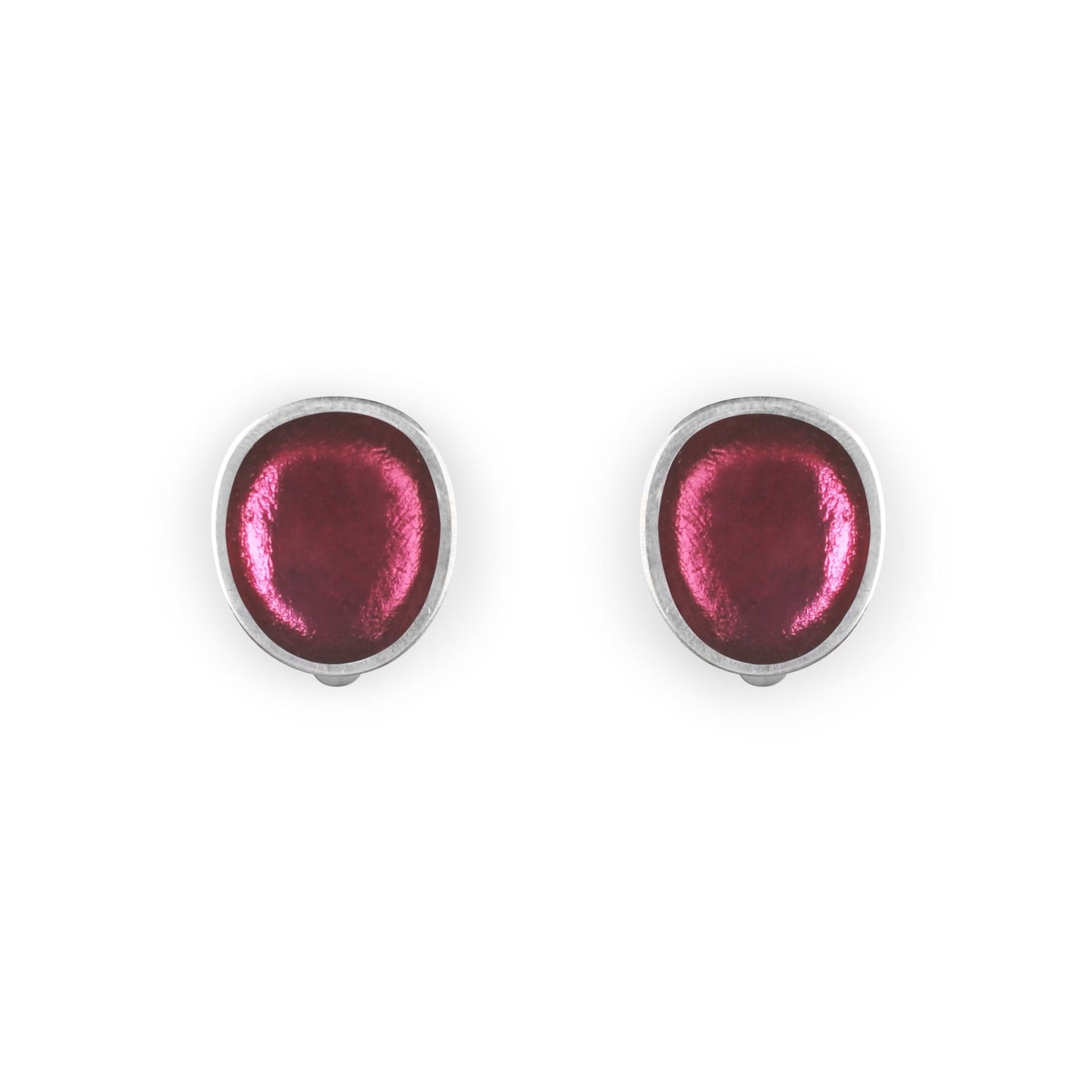Pink Pewter Pebble Shiny Clip Earrings | The Jewellery Stop