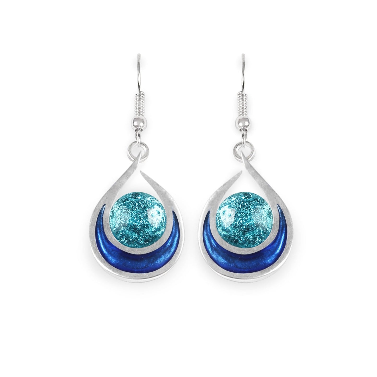Turquoise Raindrop Shiny Fish Hook Earrings | The Jewellery Stop