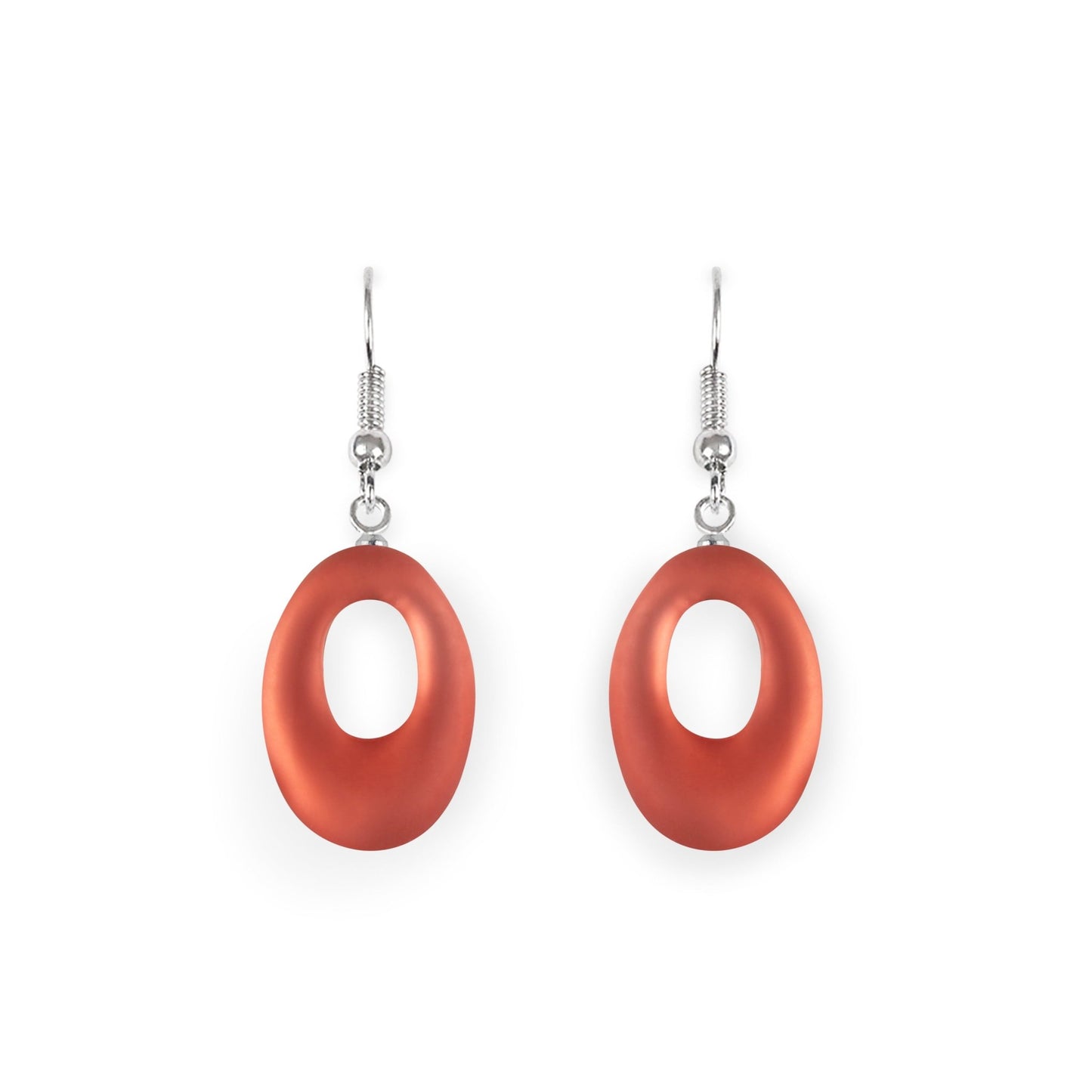 Peach Hollow Nuggets Matte Fish Hook Earrings | The Jewellery Stop