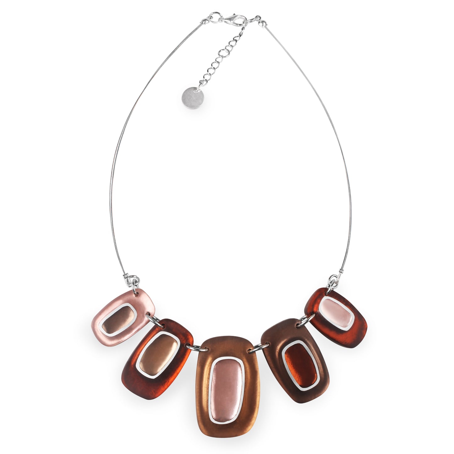 Nougat Retro Ovals Matte Necklace | The Jewellery Stop
