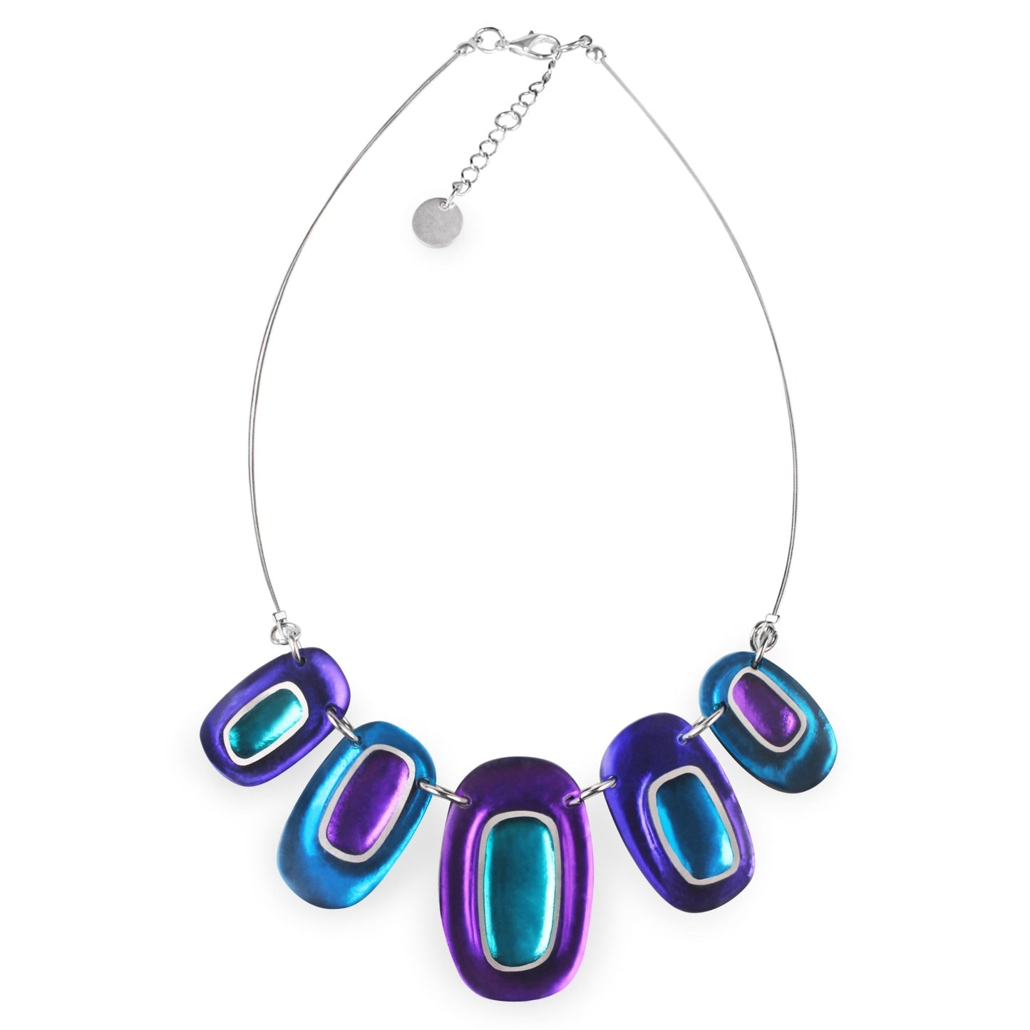 Peacock Retro Ovals Matte Necklace | The Jewellery Stop