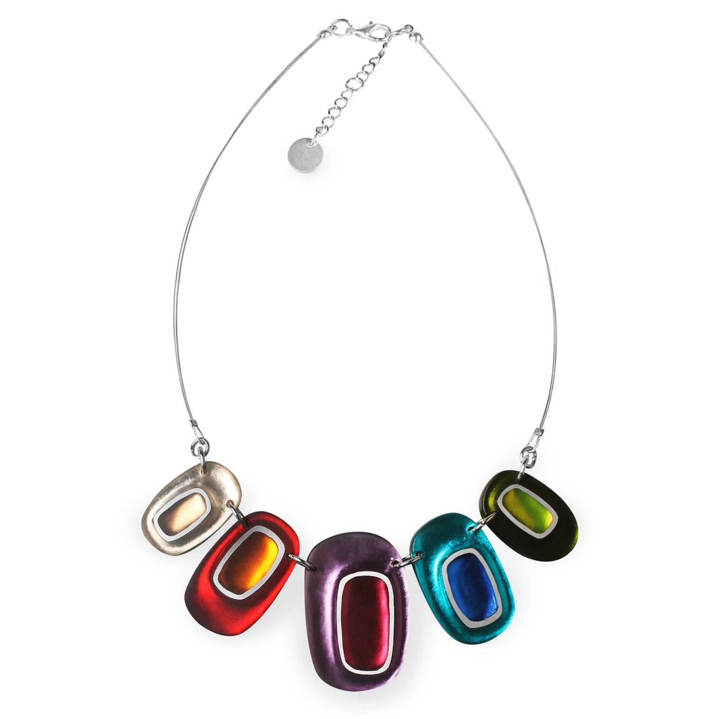 Rainbow Retro Ovals Matte Necklace | The Jewellery Stop