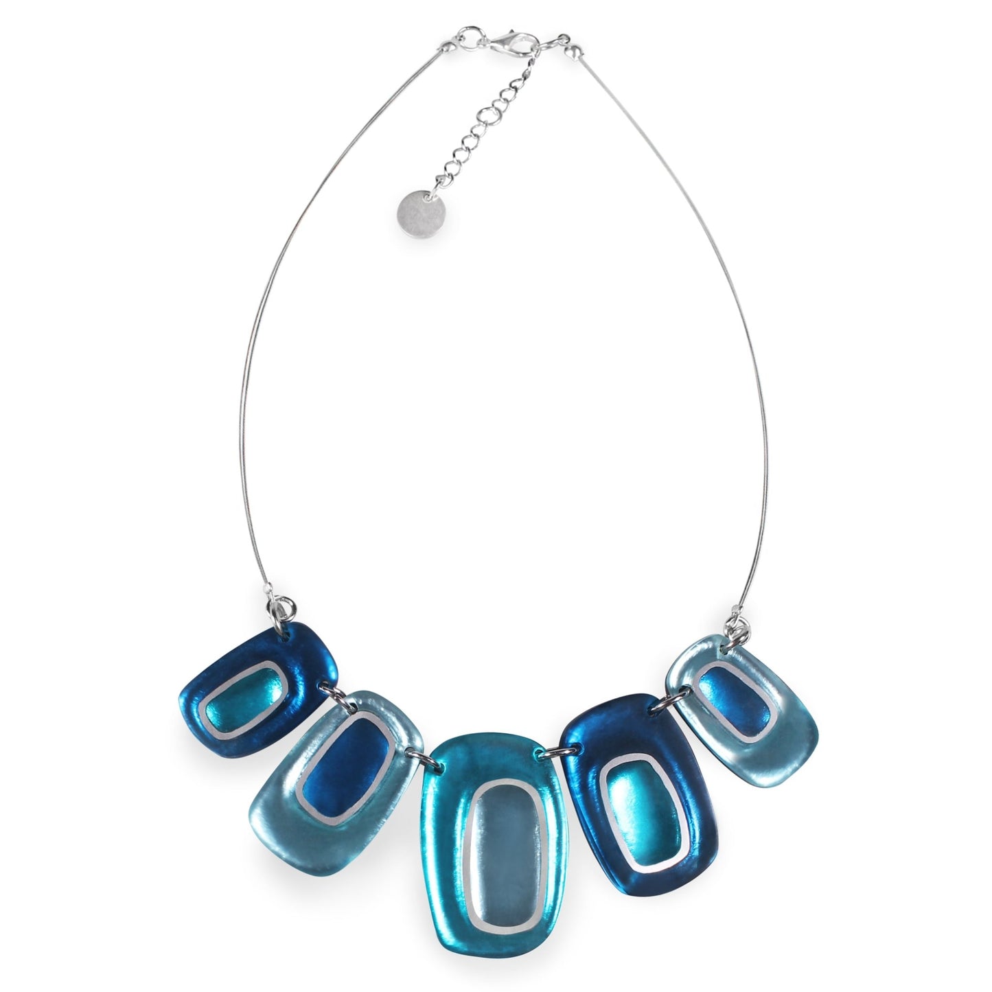 Teal Retro Ovals Matte Necklace | The Jewellery Stop
