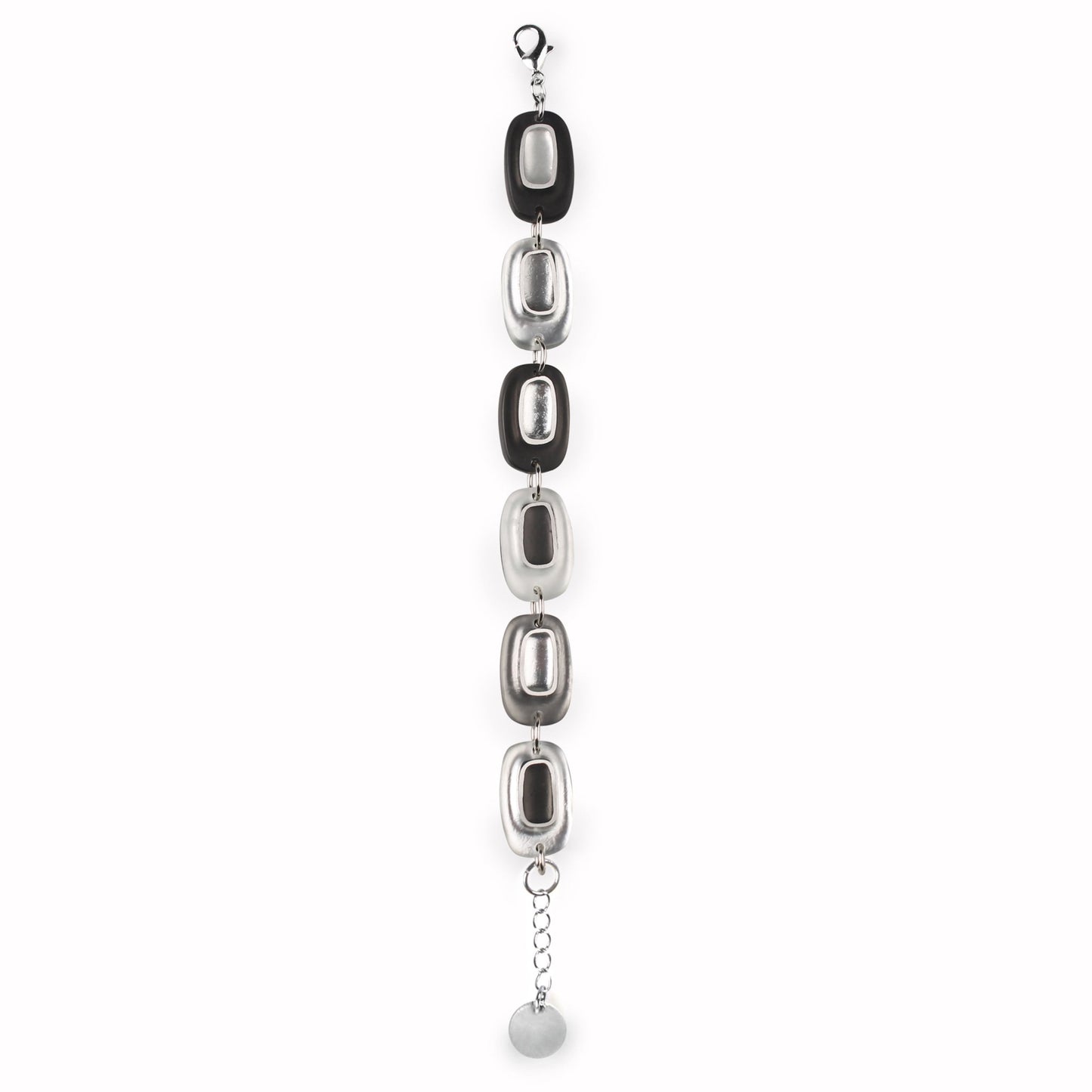 Black Retro Ovals Matte Bracelet | The Jewellery Stop