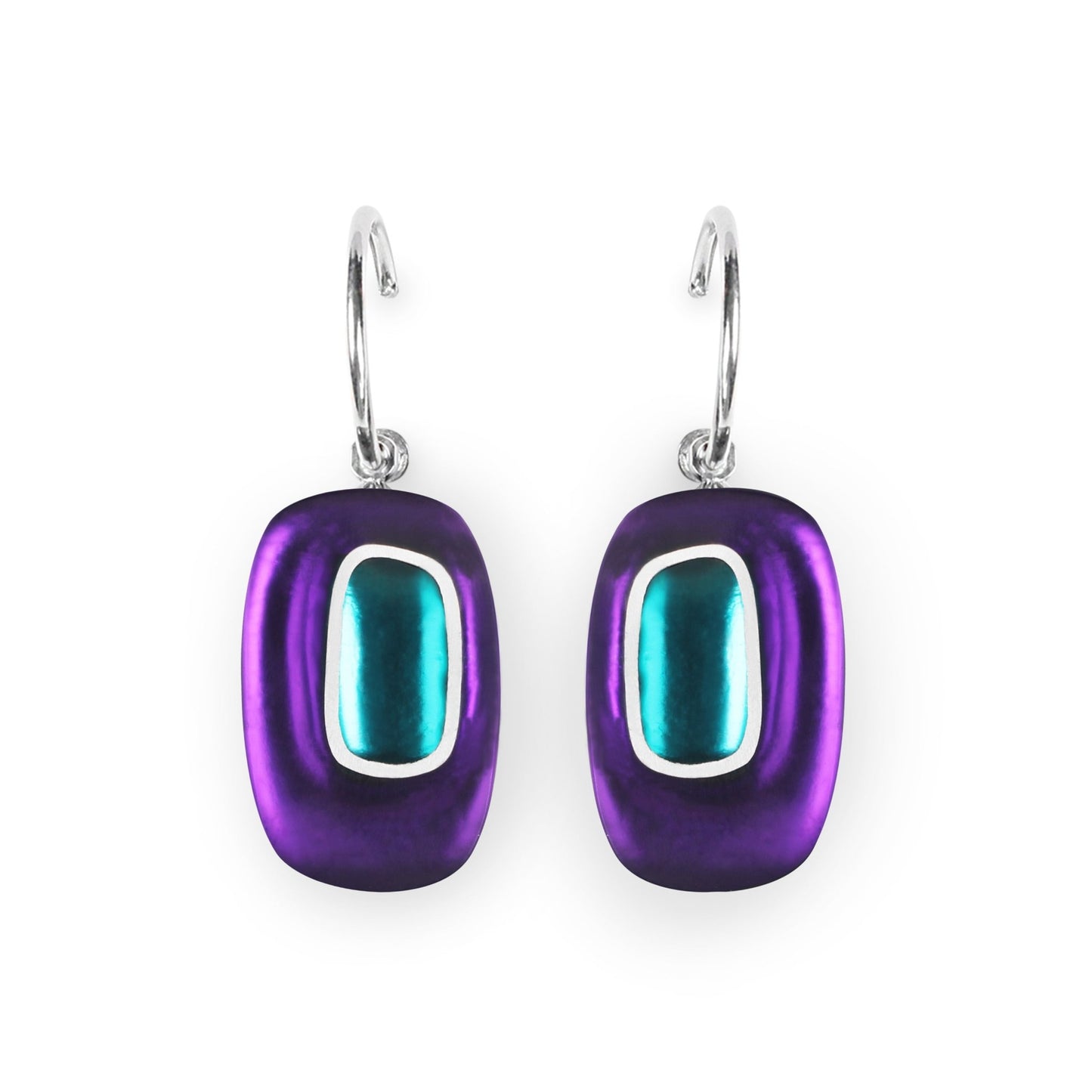 Peacock Retro Ovals Matte Creole Earrings | The Jewellery Stop
