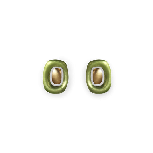 Kiwi Retro Ovals Matte Stud Earrings | The Jewellery Stop