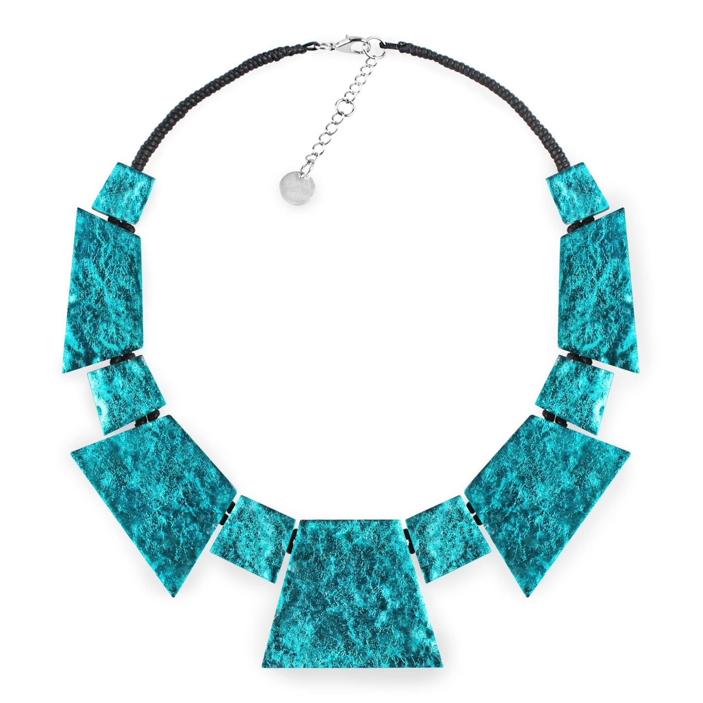 Teal Aztec Jagged Collar Shiny Necklace | The Jewellery Stop