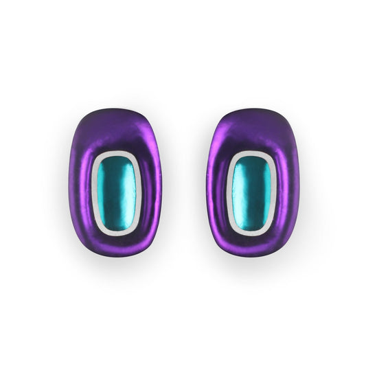 Peacock Retro Ovals Matte Clip Earrings | The Jewellery Stop
