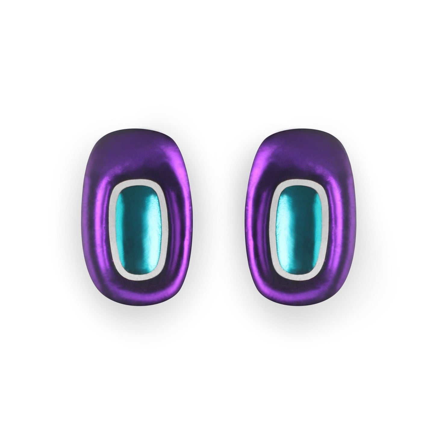 Peacock Retro Ovals Matte Clip Earrings | The Jewellery Stop
