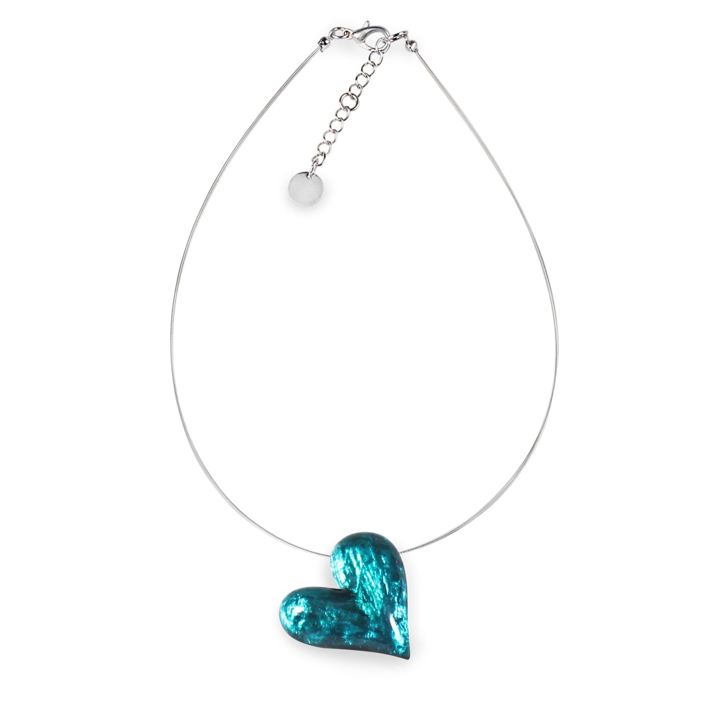 Teal Antique Heart Shiny Pendant | The Jewellery Stop
