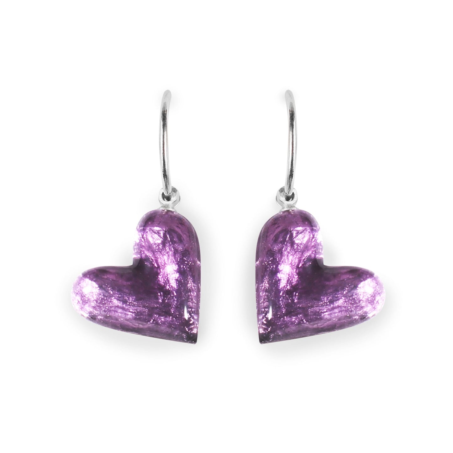 Purple Antique Heart Shiny Creole Earrings | The Jewellery Stop