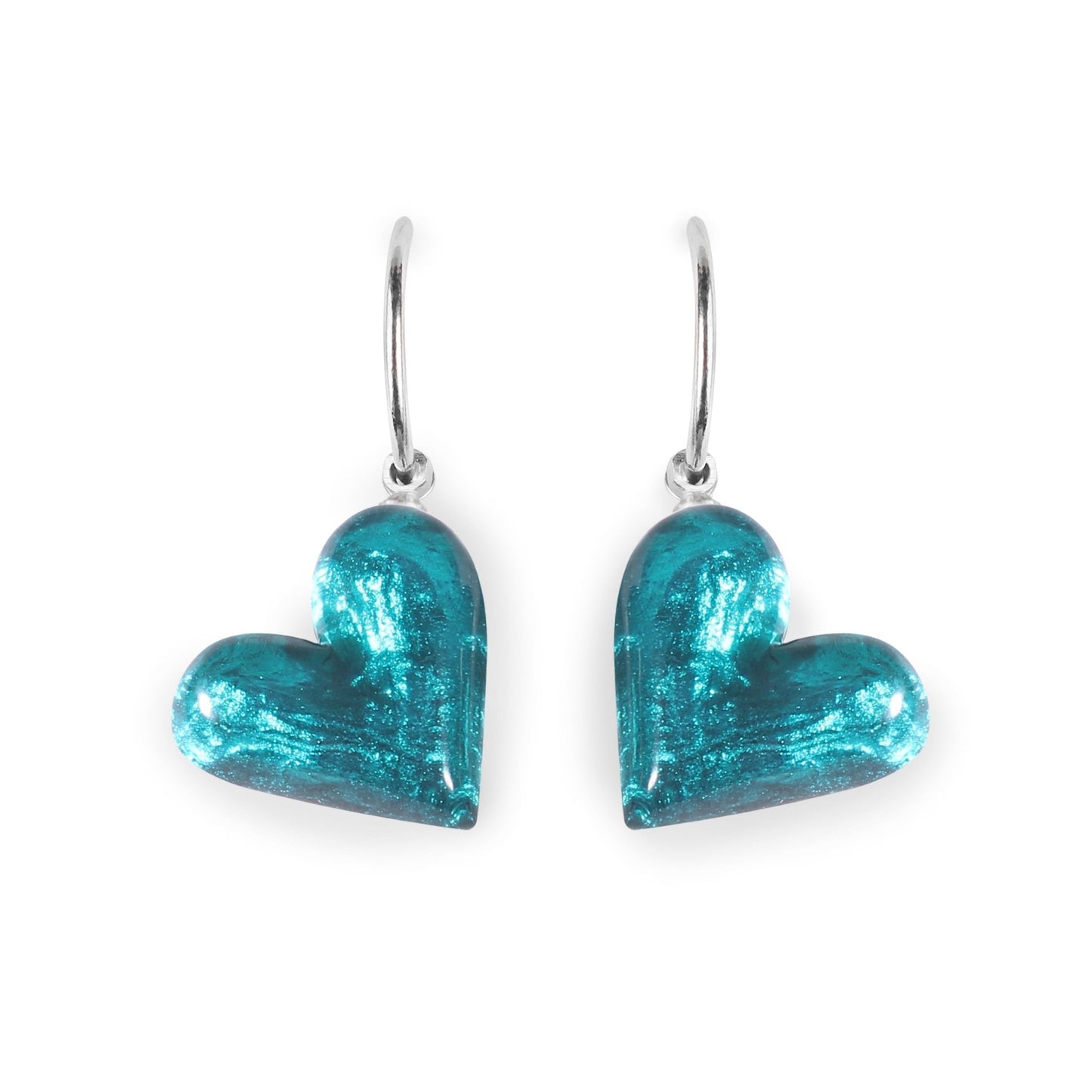 Teal Antique Heart Shiny Creole Earrings | The Jewellery Stop