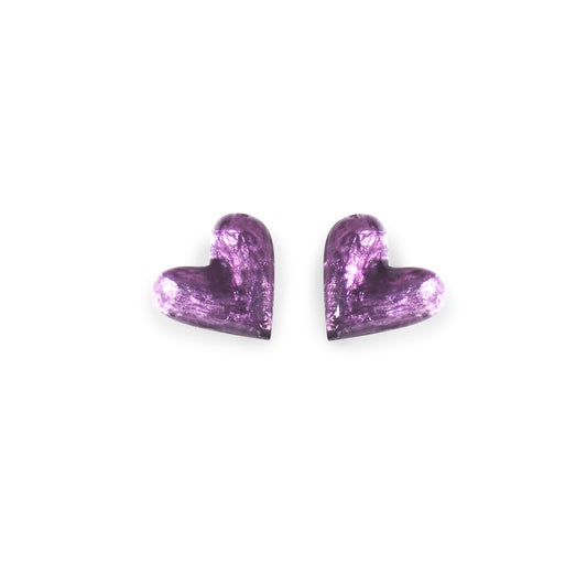 Purple Antique Heart Shiny Stud Earrings
