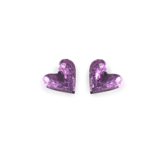 Purple Antique Heart Shiny Stud Earrings | The Jewellery Stop