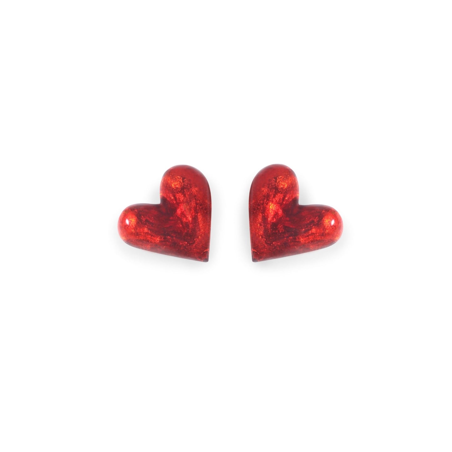 Red Antique Heart Shiny Stud Earrings | The Jewellery Stop