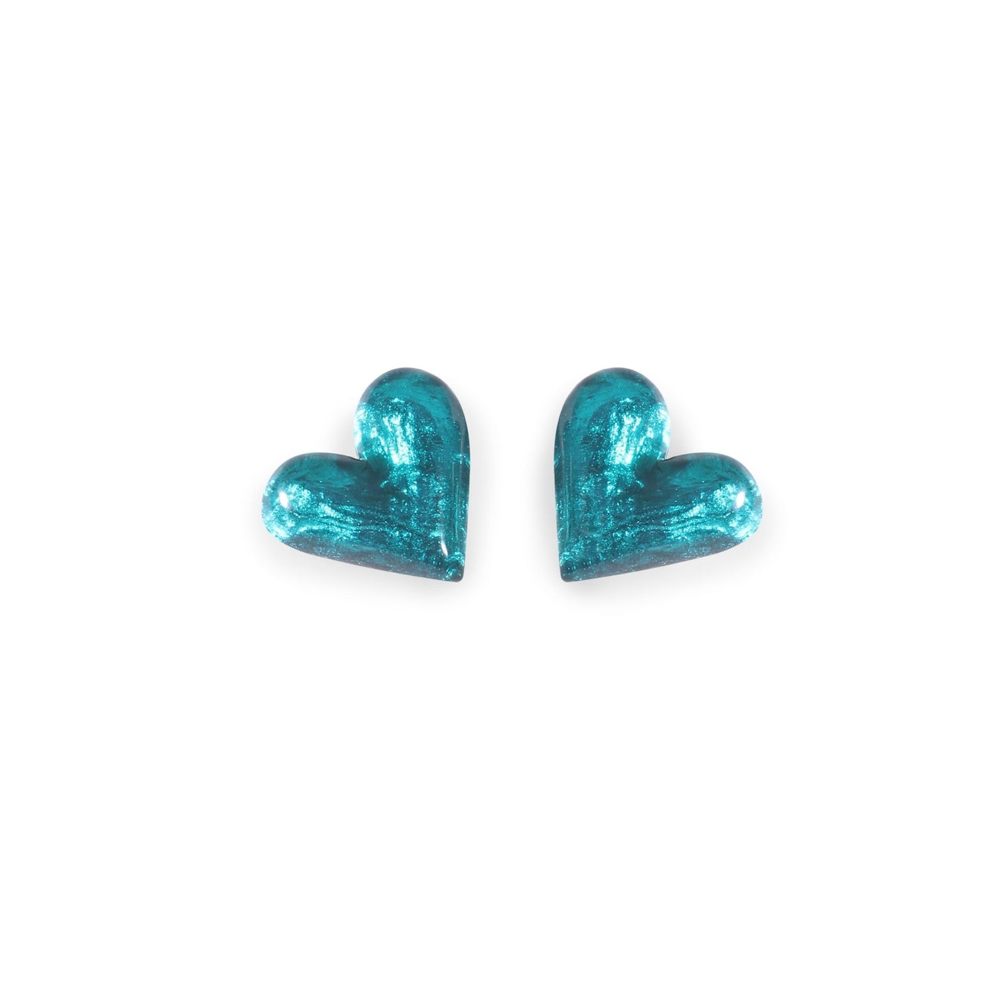 Teal Antique Heart Shiny Stud Earrings | The Jewellery Stop