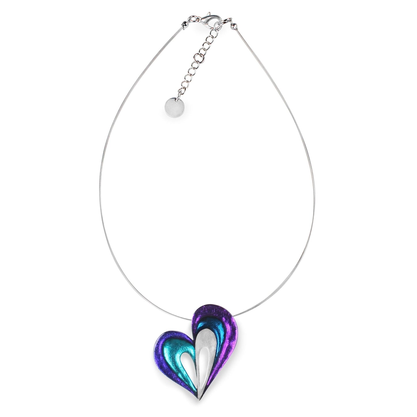 Peacock Heart Loop Shiny Pendant | The Jewellery Stop