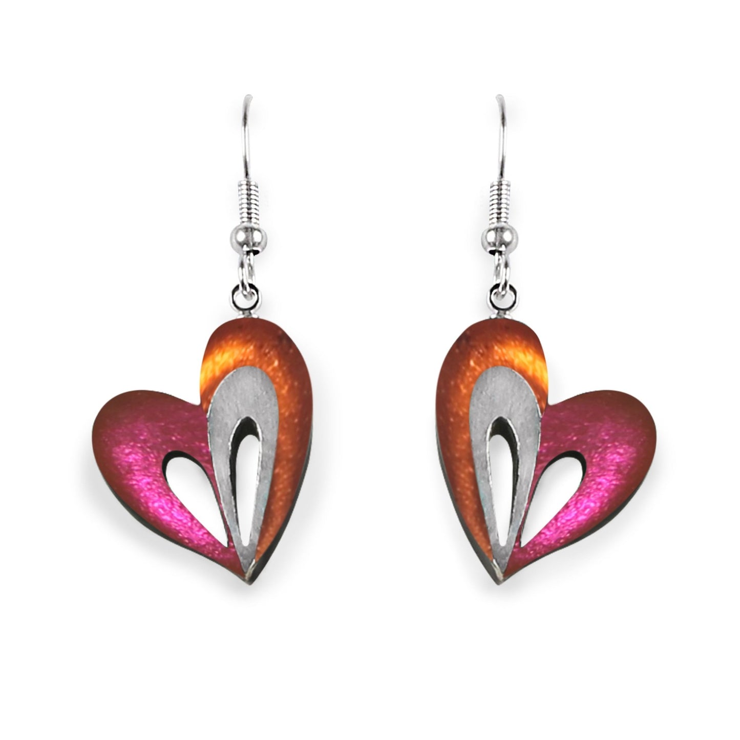 Sherbet Heart Loop Shiny Fish Hook Earrings | The Jewellery Stop