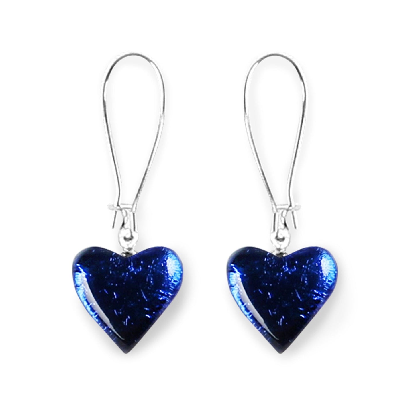 Azure Love Heart Shiny Loop Earrings | The Jewellery Stop