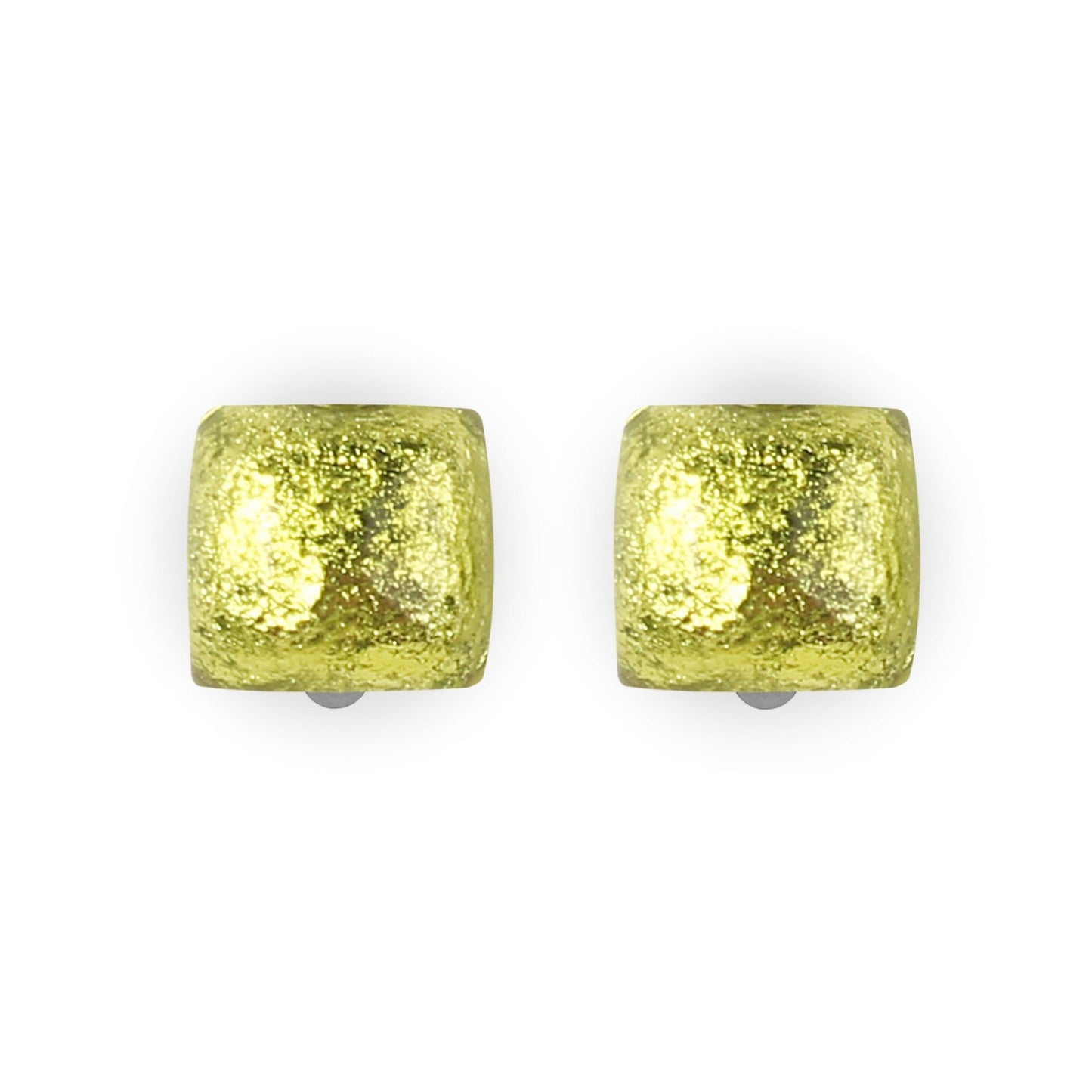 Citrus Cabouchon Squares Shiny Clip Earrings | The Jewellery Stop