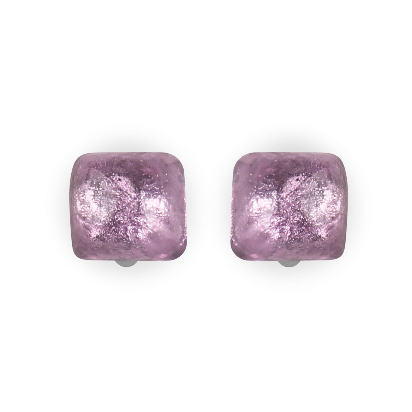 Rainbow Cabouchon Squares Shiny Clip Earrings | The Jewellery Stop
