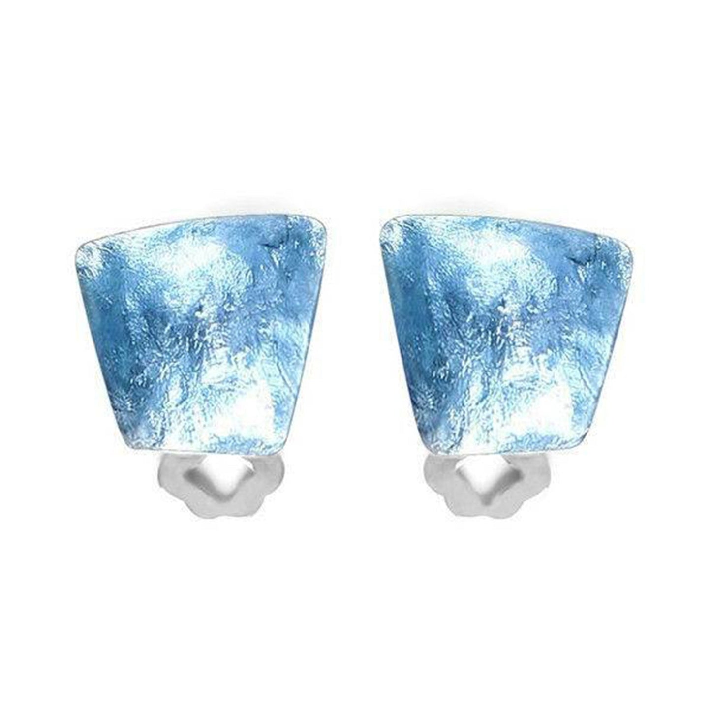Denim Cleopatra Shiny Clip Earrings | The Jewellery Stop
