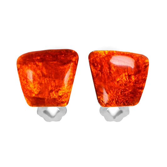Orange Cleopatra Shiny Clip Earrings | The Jewellery Stop