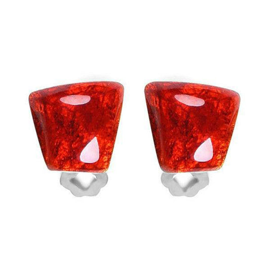 Red Cleopatra Shiny Clip Earrings | The Jewellery Stop